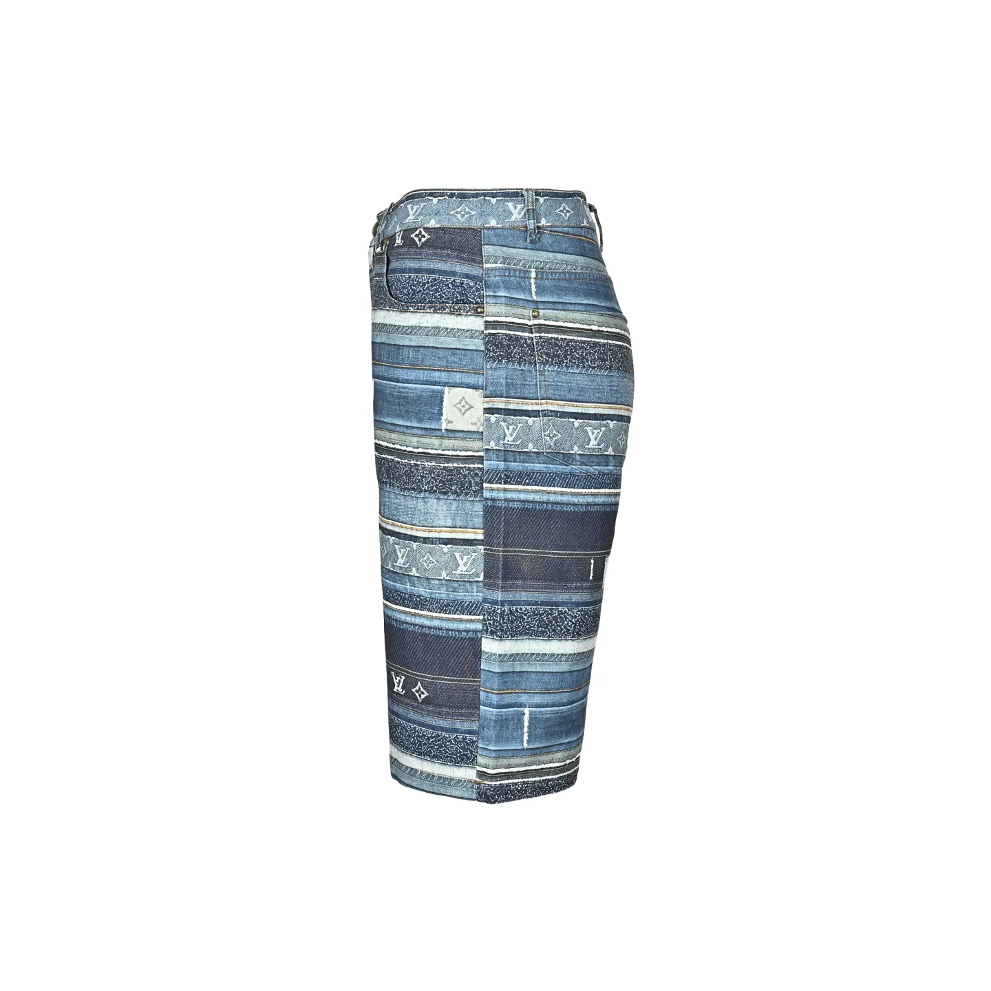 Louis Vuitton/Louis Vuitton presbyopic patchwork striped denim shorts